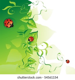Green background. Vector illustration.