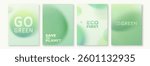 Green background vector illustration. Eco ecology abstract patterns with gradation blur dots, blurry round shapes. Minimal organic modern design for earth day poster, spring template.
