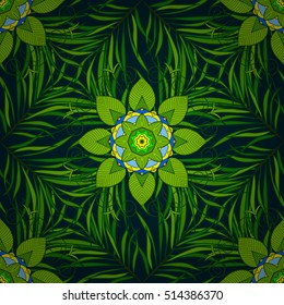 Green background. vector illustration. Flower. Grass. Petals.