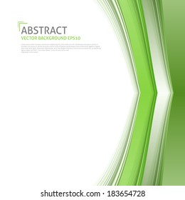 Green background. Vector line curve with space for text and message design