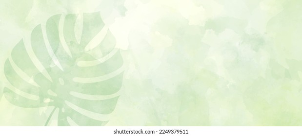 Textura vectorial de color de fondo verde para póster, portada, banner, volante, tarjetas. Ilustración verde claro dibujada a mano con monstera para el diseño. Fondo minimalista de primavera. Hojas.