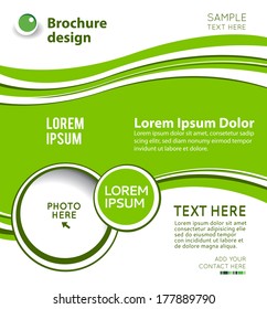 Green background with wave - brochure design of flyer