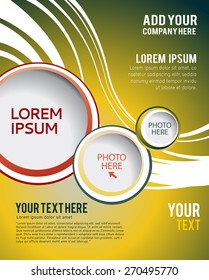 Green background with wave - brochure design of flyer