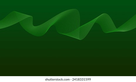 Green Background green wave lines Flowing waves design Abstract digital equalizer sound wave Flow green Line Vector illustration for tech futuristic innovation concept background Graphic design. Curve
