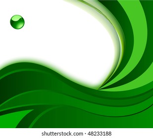 Green background with wave. Vector illustration