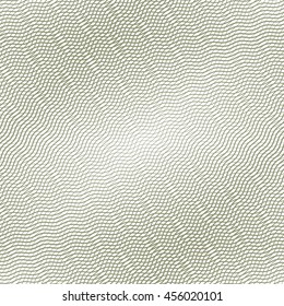 Green background. Waves Guilloche. The protective layer for banknotes, diplomas and certificates.