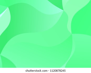 Green background with wavy, smooth lines, shapes. Vector illustration. Simple pattern for web banners, posters, brochures. Different shades of green