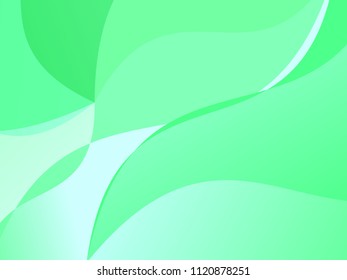 Green background with wavy, smooth lines, shapes. Vector illustration. Simple pattern for web banners, posters, brochures. Different shades of green