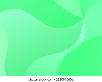 Green background with wavy, smooth lines, shapes. Vector illustration. Simple pattern for web banners, posters, brochures. Different shades of green