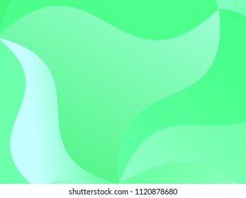 Green background with wavy, smooth lines, shapes. Vector illustration. Simple pattern for web banners, posters, brochures. Different shades of green