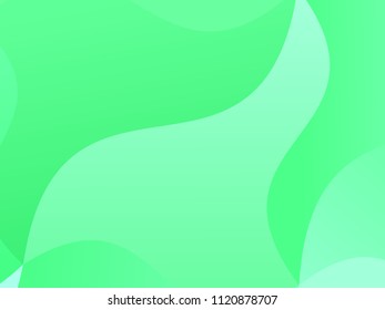 Green background with wavy, smooth lines, shapes. Vector illustration. Simple pattern for web banners, posters, brochures. Different shades of green