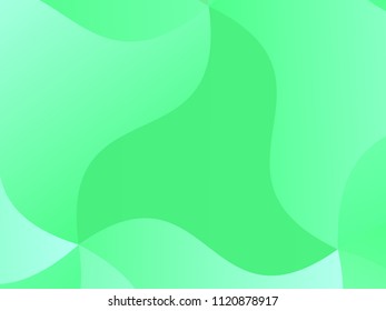 Green background with wavy, smooth lines, shapes. Vector illustration. Simple pattern for web banners, posters, brochures. Different shades of green