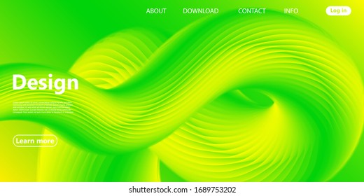  Fondo Verde. Página de inicio del sitio web. Afiche de líquidos 3d. Pancarta abstracta de degradado.Color vibrante. Verde fluido. Antecedentes abstractos. Colores Amarillos Verdes. Ola de flujo 3d. Vector.