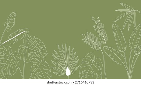 Un fondo verde con líneas de diente de león blanco ilustraciones artísticas de flores y hojas en un estilo delicado e intrincado, perfecto para su uso en diseños o como elemento decorativo
