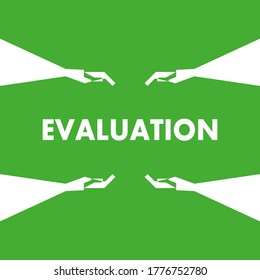 Fondo verde, icono de evaluación en blanco y dibujo a mano. Dibujo de vectores.