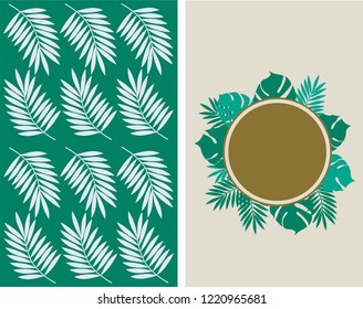 green background with white leaves Green leaves on a light background for postcard
