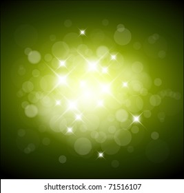 Green background with white lights and place for your text