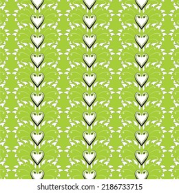 green background with white love pattern