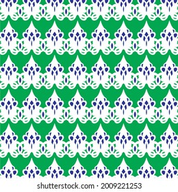 green background with white tribe abstract pattern in align for fabric, ceramic, cover and etc