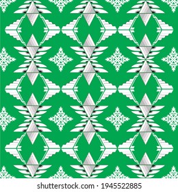green background with white tribe shape and culture pattern