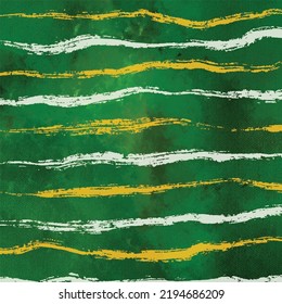 Fondo verde con trazo de pincel de rayas blancas y amarillas sobre el fondo del fondo de pantalla vectorial