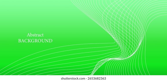 Fundo verde com arte em madeira e design moderno, consistindo de linhas curvas e contornos na forma de ondas de cadeia e linhas finas desenhadas na forma de listras e engrenagens na superfície.