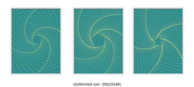 Green background with yellow minimal geometric patterns. Abstract cover vector illustration. Set of templates for posters, covers, notebooks, flyers, web