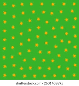 a green background with yellow polka dots