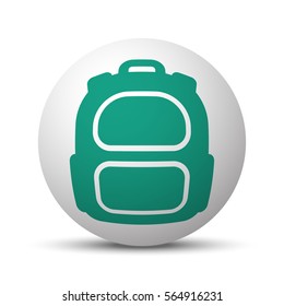 Green Backpack icon on white sphere