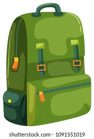 A Green Backpack on White Background illustration