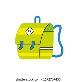 Green backpack or school bag isolated