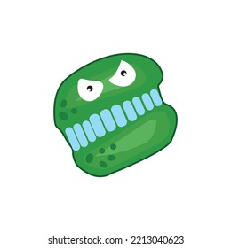 Green Bacteria with eyes Vector. Creative Design with Green and Blue Color.