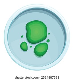 Green bacteria is growing inside a petri dish in this illustration