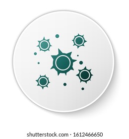 Green Bacteria icon isolated on white background. Bacteria and germs, microorganism disease causing, cell cancer, microbe, virus, fungi. White circle button. Vector Illustration