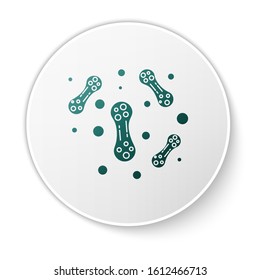 Green Bacteria icon isolated on white background. Bacteria and germs, microorganism disease causing, cell cancer, microbe, virus, fungi. White circle button. Vector Illustration