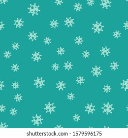 Green Bacteria icon isolated seamless pattern on green background. Bacteria and germs, microorganism disease causing, cell cancer, microbe, virus, fungi.  Vector Illustration