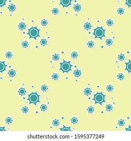 Green Bacteria icon isolated seamless pattern on yellow background. Bacteria and germs, microorganism disease causing, cell cancer, microbe, virus, fungi.  Vector Illustration