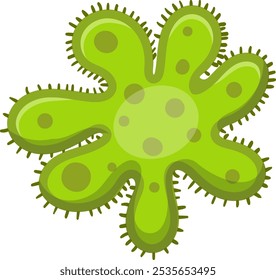 Las bacterias verdes con núcleo y cilios se multiplican, ideales para conceptos de salud y biología. Microorganismos Explore en este gráfico educativo