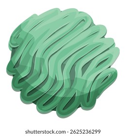 Green bacteria virus forming a sphere shape with wavy stripes on white background