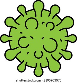 Grünes Bakterienkonzept, mikroskopische Darstellung von Rotavirus-Vektorfarbsymbol, Biochemie-Symbol, Biotechnologie und biochemisches Zeichen, Stockillustration für Wissenschaft und Technik