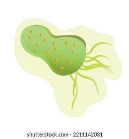 Green bacterium on white background