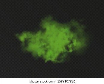 Green bad smell. Stink cloud of stench gases, smoke or farting. Vector realistic chemical toxic vapour, breath or sweat odor isolated on transparent background