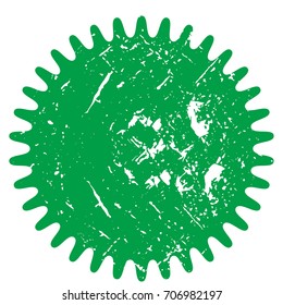 Green badge, label, sticker. Simple retro, flat style Vintage abstract starburst, sunburst. Design elements for sale banners, layouts with grunge effect, fading, scratches, dust.  Vector illustration