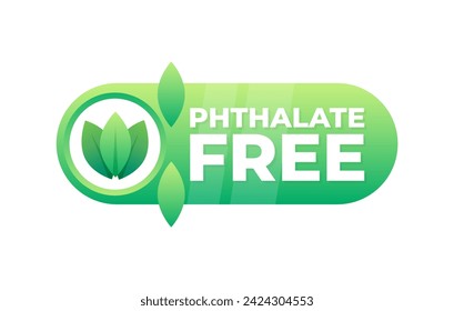 Insignia verde con un diseño de hoja que indica que un producto está libre de ftalatos para la seguridad de la salud