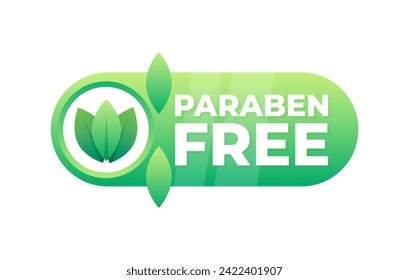 Green badge with a leaf motif representing products that are free from parabens