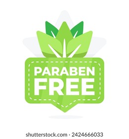 Green badge with a leaf motif representing products that are free from parabens