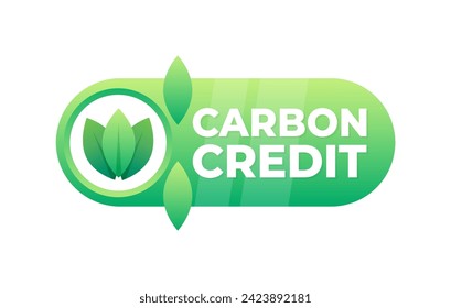 Green badge with a leaf symbol representing the achievement or purchase of carbon credit for environmental sustainability