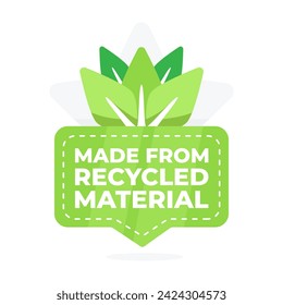 Green badge signifying the use of recycled material in product manufacturing