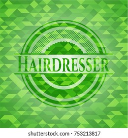 Green badge with text hairdresser inside