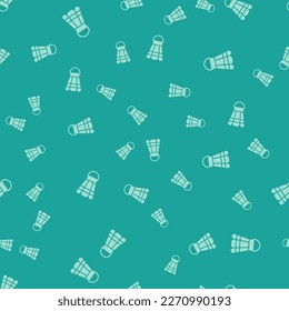 Green Badminton shuttlecock icon isolated seamless pattern on green background. Sport equipment.  Vector